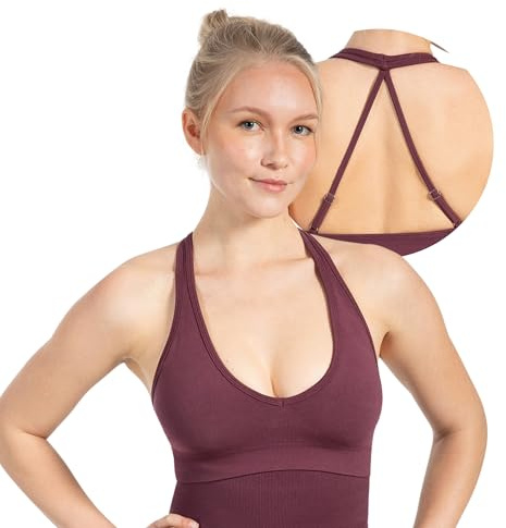 SMILODOX Sport BH Damen Daline, Nahtloser gepolsterter Trainings-BH mit herausnehmbaren Cups, für Fitness Yoga und Training, Atmungsaktiver mit Racerback Design für optimalen Halt
