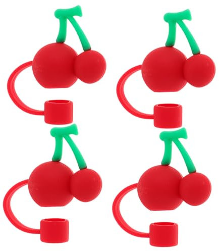 Abaodam Kirsch-strohhalm-deckel-set 4 Stück Modisch für Trinkgläser
