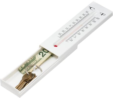 Thermomètre Rangement Pour Clés | Boîte À Monnaie Murale Cachée | Cachant Le Thermomètre Mural Secret | Boîtes De Verrouillage Sécurisée Pour Pièces Monnaie, Argent Et Clés