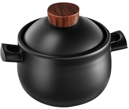 Hemobllo Pentola in Ceramica Con Coperchio Per Cottura Caldo Pentola Per Brasare Zuppe e Pollo Materiale Resistente Comoda Da Trasportare