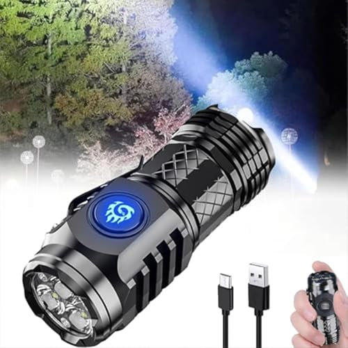 JieSfYuYu Linterna Mini Monstruo de Tres Ojos con Flash Super Potente, Linterna de Pulgar, Linternas Recargables de Alta Lúmenes con Flash LED