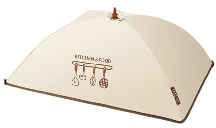 Fliegenhaube, Abdeckhaube für Essen,Nylonhüllen, 50x70cm Pop-up Regenschirm-Netzzelt,Insektenschutz für Outdoor,Camping,Picknick,BBQ, zusammenklappbar und wiederverwendbar (Braun, 50x70x24cm)
