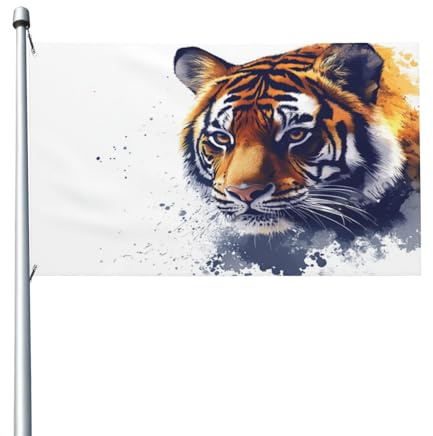 Mighty Tiger doppelseitige Flagge, 90 x 152 cm, strapazierfähig, für draußen und Garten, perfekt für Schlafzimmer und Garten