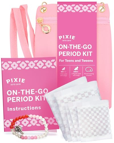 Pixie Erste-Periode-Set für Mädchen 9–12 – Bio-Binden mit Flügeln – Periodenarmband & diskrete Umhängetasche – Starterset für unterwegs & Intimpflege