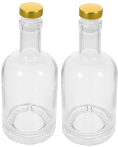 Gatuida 2pcs Whiskey Bottle Large Capacity Vodka Liquor Glass Bottle Wide Opening Thickened Glass for Home Bar Club Decorative