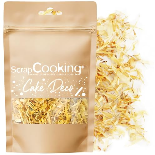 ScrapCooking - Getrocknete Ringelblume 3,5 g - Essbare Blumen - Lebensmitteldekoration Backen - Für Desserts, Kuchen, Torten, Cupcakes - Weihnachten, Frühling, Geburtstag - Goldgelb - 7471