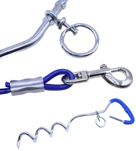 Nicear Set aus Hundepflock und Anbindekabel für den Außenbereich, robuster Pflock und 3 m lange Hundeketten, tragbare Haustierleine für Hof, Camping und Park