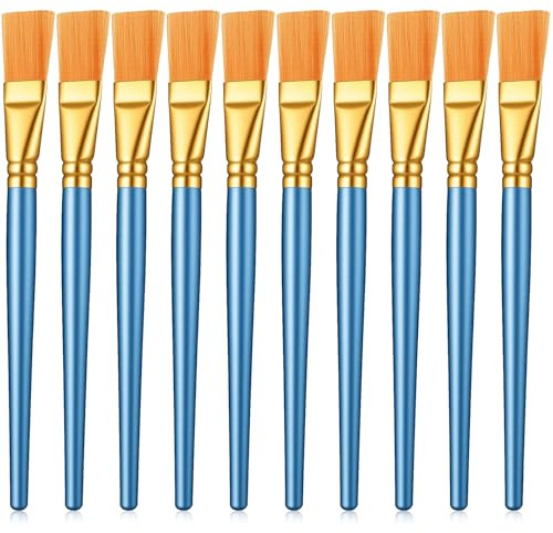 Giantree 10 Pcs Paint Brushes, 1 Inch Face Paint Brush, Flat Brush Set Wide Nylon Face Painting Brushing, Watercolor Brushing Oil Paintings Brushes for Kids, Art Painters, Acrylic Painting