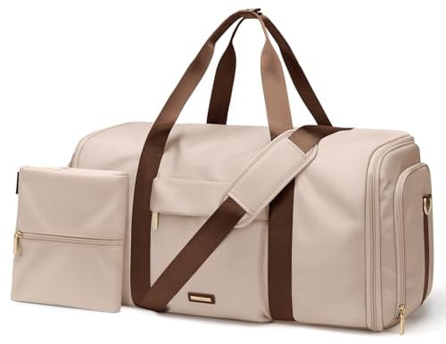 GOLF QUALITY 2 in 1 Anzugtasche,Kleidersäcke für Reisen,Erweiterbare Reisetasche, Große Sporttasche Herren Damen, Robuste Stofftasche, Fitness und Business, Handgepäcktasche, Aprikose