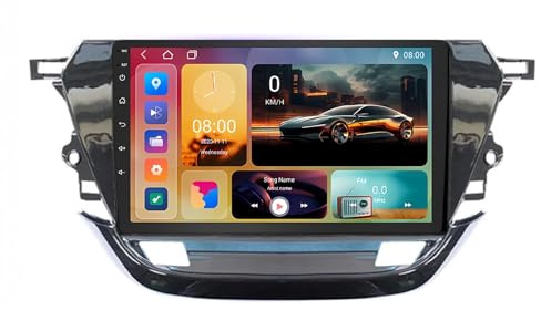 9 Pollici Doppio Din Android 15 Autoradio per Opel Corsa F 2019-2023 con CarPlay Telecamera Posteriore Comandi al volante Bluetooth GPS FM Radio WIFI(H5 4G+64G)