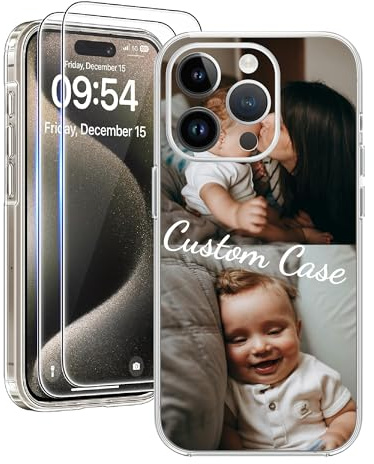 Cliffora Personalised Custom Phone Case, Clear TPU Photo iPhone Case, Customised Phone Case for iPhone 17 16 15 14 13 12 11 Pro Max Compatible Magsafe, Creative Gift with 2 Screen Protector
