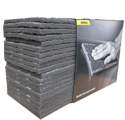 Mirka Mirlon Scotchbrite Clean & Finishing Hand Pads Grey Ultra Fine P1500 Fine Grit [150mm x 230mm] 150x230mm Pads Box of 60 Scotch Brite Automotive Sanding Pads