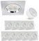linovum® Decken Einbauleuchten 10er Set flach (36mm) eckig starr Edelstahl Optik - Einbaustrahler Set mit LED Module Leuchtmittel 4W warmweiß
