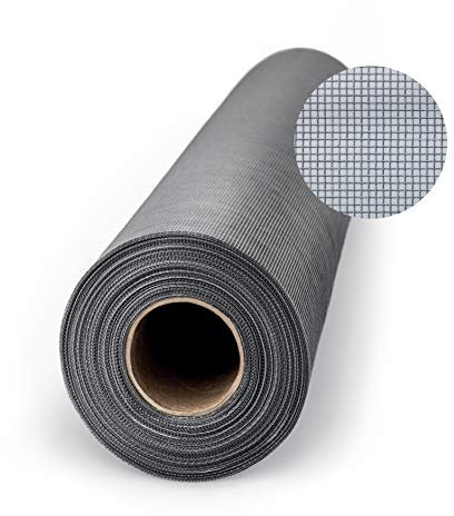 TESO Moustiquaire en gaze - Protection contre les moustiques - Tissu en fibre de verre transparent résistant aux UV - Largeur : 1200 mm - 36 m² - Couleur : gris