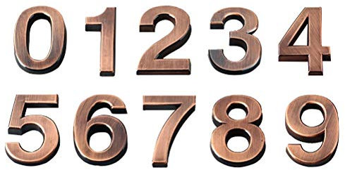 LIOOBO 10pcs 0-9 Numero di Targa per la Porta dell'Hotel - Numero Civico Indirizzo Targa 5CM (Bronzo)