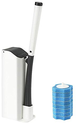 Escobilla de baño desechable, Kit de varita para inodoro con líquido de limpieza, mango largo, con 1 mango y 8 recambios