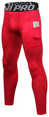 LNJLVI Kompressionshosen Herren Workout Sport-Leggings Atmungsaktiv Fitness Strumpfhosen Lange Running-Hosen(Rot,XL)