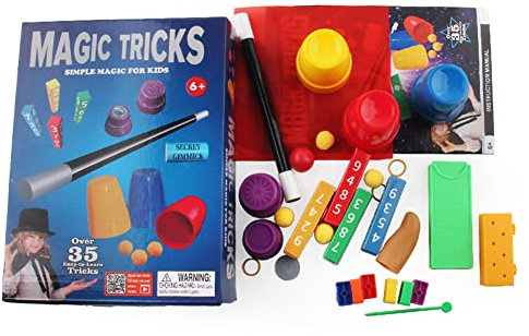 Zauberkasten für Erwachsene Und Kind, ZauberTricks von Leicht bis Anspruchsvoll, Viele Magische ZauberUtensilien, Auberkasten für Kinder Einsteiger, für Fasching Karneval Halloween Geburtstagsparty