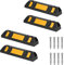 Aufun 4er Set Radstopper Parkplatzbegrenzung Anfahrschutz, Gummi Parkplatz-Markierung mit Gelb Reflektierende Streifen für Parkplätze und Garagen 60x12x10 cm