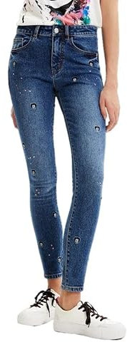 Desigual Denim_Mickey 5053 Pantaloni Casual, Blu, 44 Donna