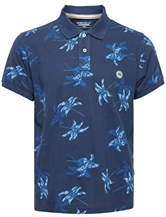 Blend 20715467 Polo Herren Poloshirt Polohemd Palmenmuster Polokragen Regular Fit Pique-Qualität, Größe:M, Farbe:Dress Blues (194024)