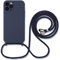 Hadwii Coque pour 14 Pro Max Étui avec Cordon de Collier, Silicone Souple Doublure en Microfibre Douce Anti-Rayure Antichoc Protection Bumper Réglable Lanyard Housse, Marine