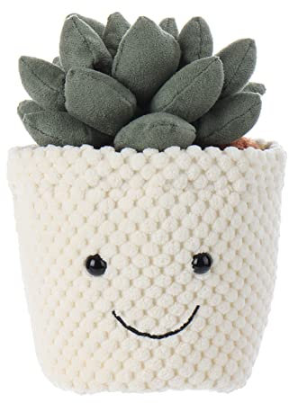 Apricot Lamb Soft Succulent Plant Plush Toy, Stuffed Green Pot, Kawaii Plushie for Kids, 8