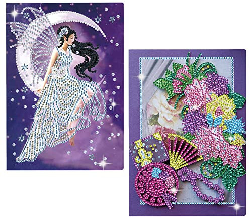 DCIDBEI Diamond Painting Notizbuch 2er Set Blanko Diamant Painting Kinder Notizbücher A5 Diamant Malerei Diamonds Geheimes Tagebuch Mädchen Skizzenbuch Fee Blumen Erwachsen Geschenk Mädchen Sketchbook