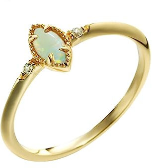 KnSam Gold Au585 14K Ring Echte Goldschmuck, Hochzeitsband mit Opal Marquiseschliff, Gelbgold 585 Freundschaftsringe Verlobungsring für Damen, Gold, Gr.60