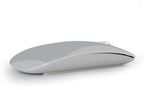 Uiosmuph Mouse Bluetooth, Mouse Wireless Ricaricabile, Silenzioso Mouse Senza Fili Tri-Mode (Dual Bluetooth 5.1 + 2.4GHz) con Ricevitore USB, per Laptop/iPad/PC/Mac, Grey