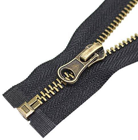 ByaHoGa 2 Stück 90 cm #5 Reißverschluss Metall Reißverschluß teilbar Reissverschluss für Jacken Nähen Mäntel (Altmessing)