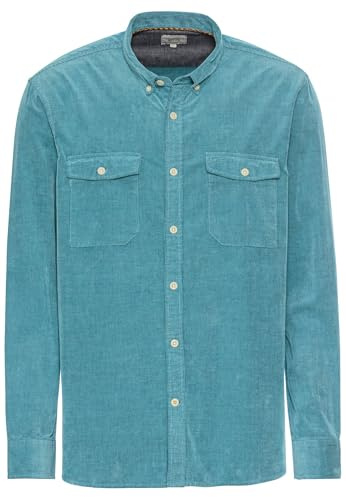 camel active Herren Langarm Hemd in Regular Fit aus Cord Blau, Menswear-L