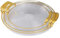 Mr. Gadget's Solutions Set of 3 Serving Tray with Golden Handles and Golden Rim Border, Plastic Round Tray for Living Room, Party, Kitchen, Decor, Dessert Table, Cupcake Display