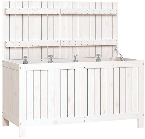 Willood Gartenbox Auflagenbox Kissenbox Aufbewahrungsbox Truhe Box Gartenmöbel Gartenkasten Gartentruhe Werkzeugkasten Weiß 121x55x64