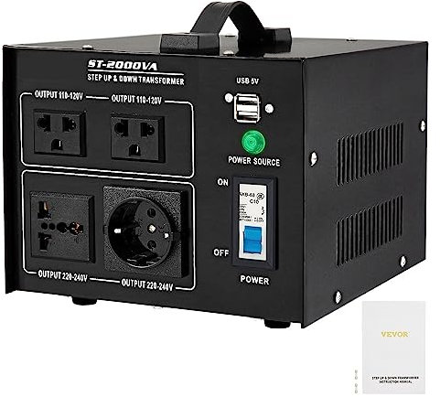 ECZDDEFS Step-Up-Down-Transformator Spannungswandler 1000 W 2000 W 3000 W 5000 W mit 4 AC-Ausgängen und USB-Buchse für Elektrogeräte