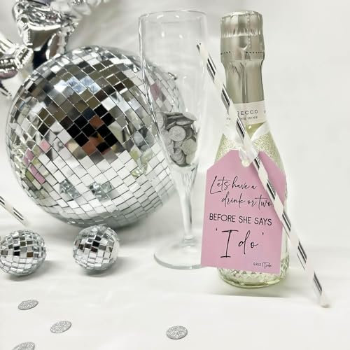 All Tied Up UK Ltd Hen Party Bottle Tags - Pink Bride Tribe x 10 Pack with Straws