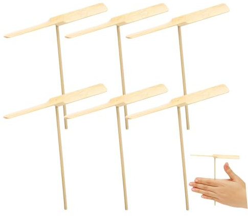 ifundom Juguete Helicóptero Volador 10 Piezas Madera Libélula para Las Manos Hélice Bricolaje Platillos Voladores Giratorios Divertido Juguete Volador Al Aire Libre
