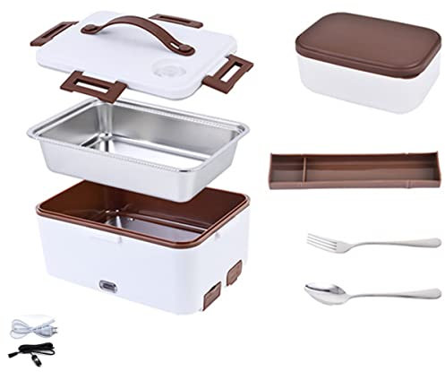 ZLJSHZS Bento térmico 2 en 1, calentado, 80 W, cajón para Platos, Recipiente eléctrico para Alimentos, microondas portátil de Acero Inoxidable para Coche, Oficina, Escuela y Uso doméstico