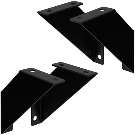 ML-Design Lot de 4 Supports d'Étagère Murale, 10 x 10 cm, en Métal, Noir, Style Industriel, Équerre Triangulaire, Convient aux Étagères Flottantes ou Projets de Bricolage, Matériel de Montage Inclus