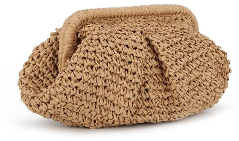 LHHMZ Straw Dumpling Clutch Bag Woven Straw Tote Straw Clutch for Women Summer Beach Bag Wicker Clutch