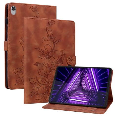 Rosbtib Custodia Lenovo Tab M10 FHD Plus (TB-X606F TB-X606X) / K10 (TB-X6C6L), Folio Pieghevole Cover con Slot per schede Chiusura Magnetica Cover Lenovo Tab M10 Plus 10,3, Gigli marroni