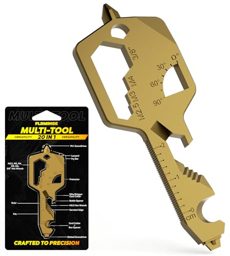 Key Shaped Pocket Multitool 20-in1 Multi Tool, Stainless Steel Keychain Utility Gadget,Gift for Men, Women, Father,Groomsmen, Valentine's, Birthday, Christmas