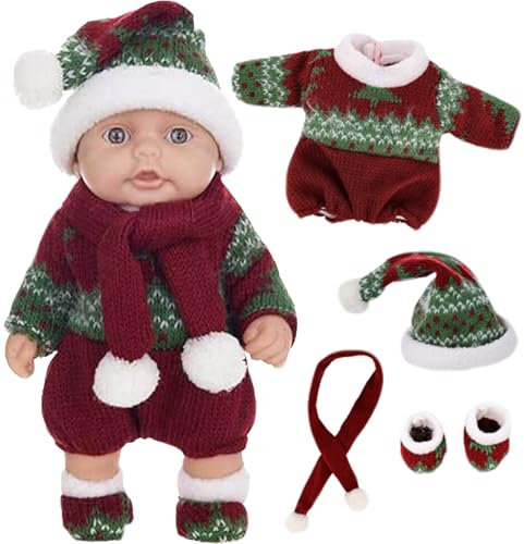 Mini Bambole in Silicone Mini Bambole Reborn 10 Mini Bambole Natalizie con Giunti Mobili Bambole Neonate Realistiche Bambole in Vinile Morbido Bambole in Piedi a Corpo Intero con Vestiti per Bambini