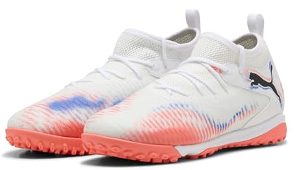 PUMA Future 8 Match TT + Mid JR - Tenis de fútbol, Color Blanco, Negro y Rojo Brillante, Talla 3.5, Puma Blanco Puma Negro Rojo Brillante, 36 EU