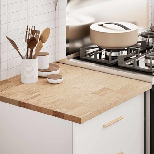 Vetnasa Encimera de Cocina Rectangular Madera Maciza Roble Mobiliario, Accesorios para mesas, Tableros para mesas Marrón 8,6 KG