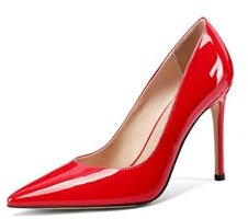QUEEN HELENA Décolleté con Tacco a Spillo Scarpe Eleganti a Punta Chiusa Donna K4281 (Rosso, Sistema Taglie Calzature EU, Adulto, Donna, Numero, Media, 40)