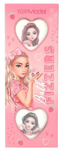 Depesche 13504 TOPModel - Badebomben Beauty and Me, 3 Badekugeln in Weiß und Pink, in Herz-Form und mit Erdbeer-Duft