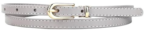 Poyuad 95 cm 105 cm 110 cm Breite 1 cm Damengürtel Legierung Dornschließe Leder Dünner Gürtel Damen Jeansgürtel Kleid Hosen,Grau,105