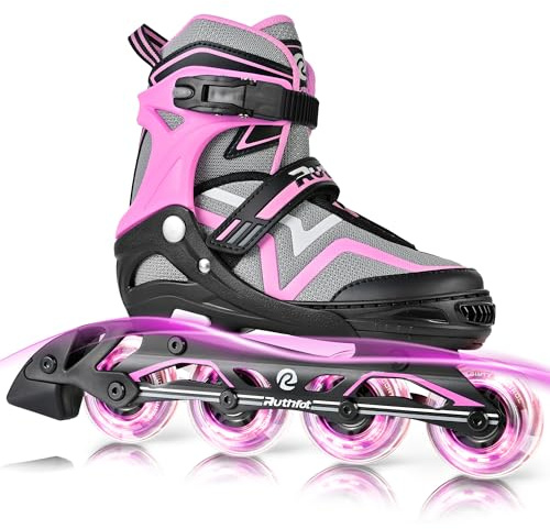 Patines en línea ajustables Ruthfot para niños y niñas, patines luminosos para niños de 6 a 12 años de edad, patines luminosos para exterior para mujeres y hombres