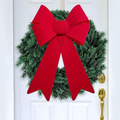 6 Stück Rote Schleifen Weihnachten 28x43cm Weihnachtsschleifen Groß Fertigschleife Weihnachtsbaum Deko Schleife zum Basteln von Weihnachtskranz, Weihnachtsbaumschmuck, Tür Deko Weihnachten